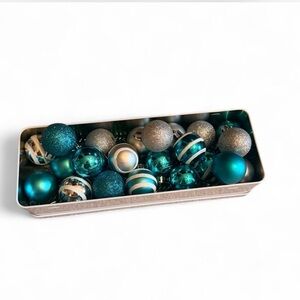 Teal and Silver Holiday Ornament Set